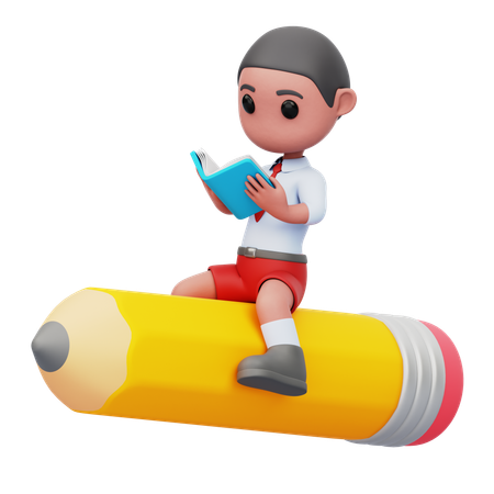 남학생 독서 책  3D Illustration