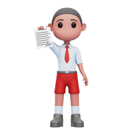 Male Student Showing School Report  3D Illustration