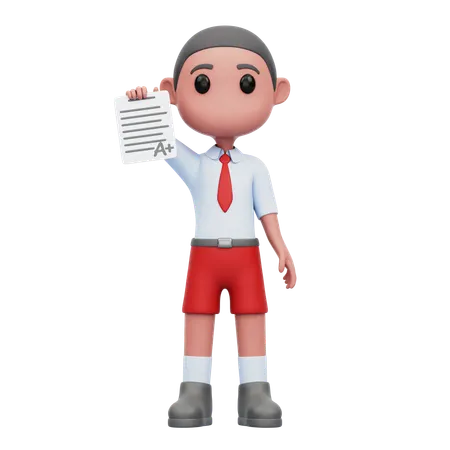 Male Student Showing School Report  3D Illustration