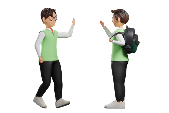 Male student talking to friend  3D Illustration