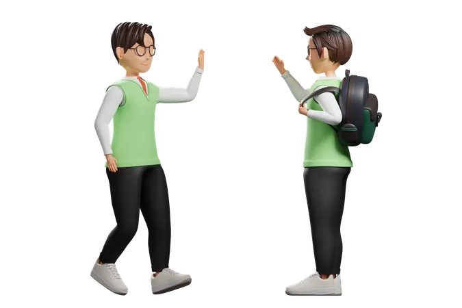 Male student talking to friend  3D Illustration