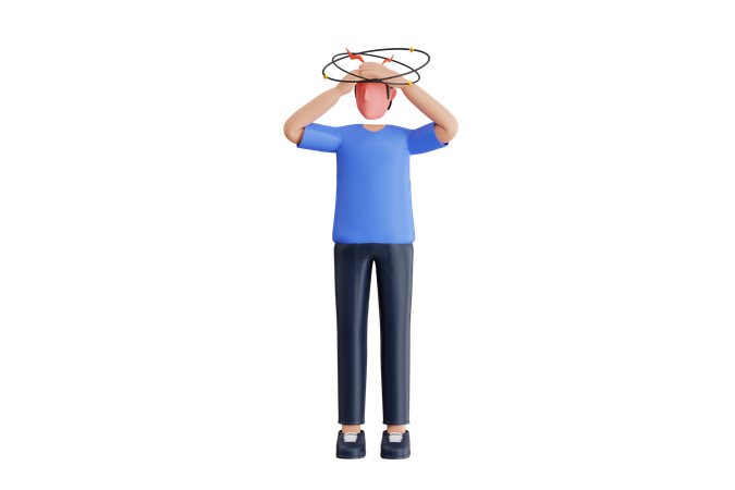 Male Suffering From Headache  3D Illustration