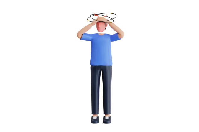 Male Suffering From Headache  3D Illustration
