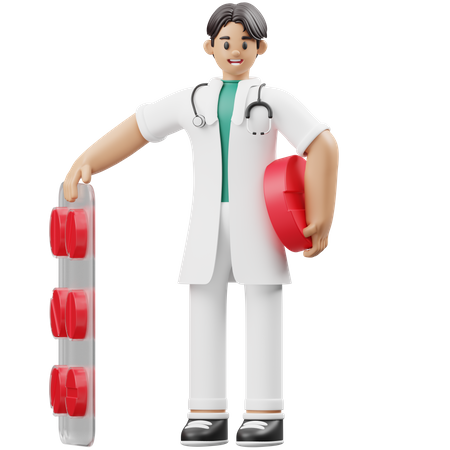 Male surgeon holding Medicine  3D Illustration