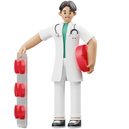 Male surgeon holding Medicine  3D Illustration
