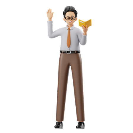 Male Teacher Holding Book  3D Illustration