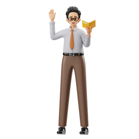 Male Teacher Holding Book  3D Icon