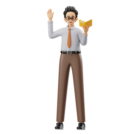 Male Teacher Holding Book  3D Illustration