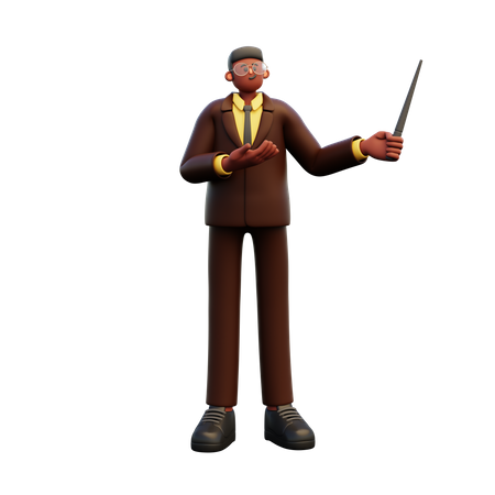 Male Teacher Holding Stick And Explaining  3D Illustration