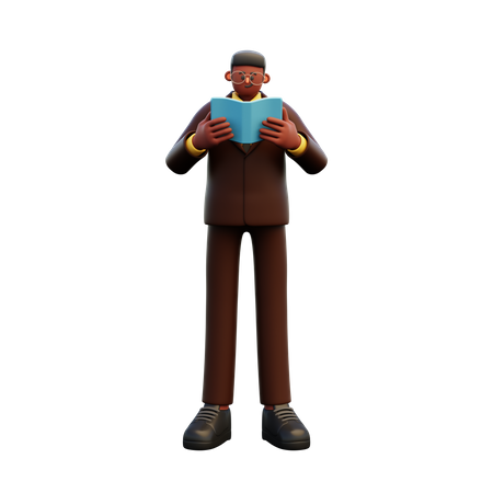 Male Teacher Reading Book  3D Illustration