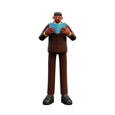 Male Teacher Reading Book  3D Illustration