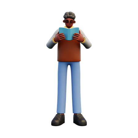 Male Teacher Reading Book  3D Illustration