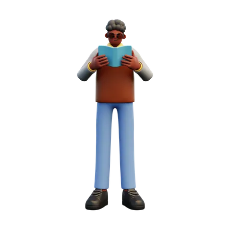 Male Teacher Reading Book  3D Illustration