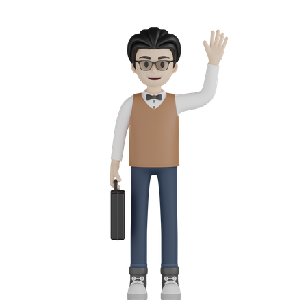 Male Teacher Say Hi  3D Illustration