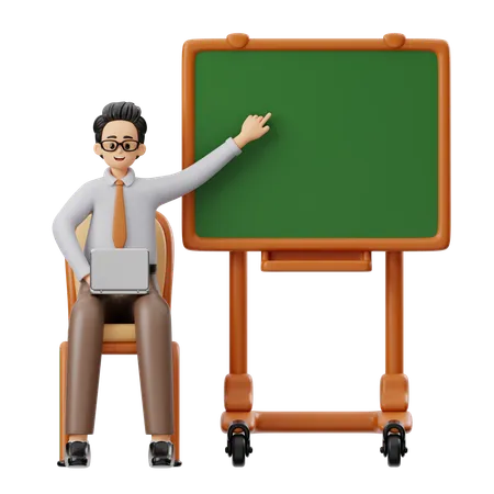 Male Teacher Teaching On Board  3D Illustration