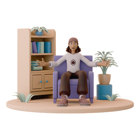 Male Therapist with Open Arms  3D Icon