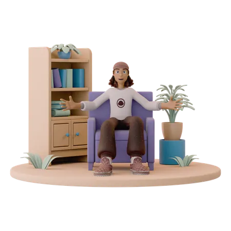 Male Therapist with Open Arms  3D Icon