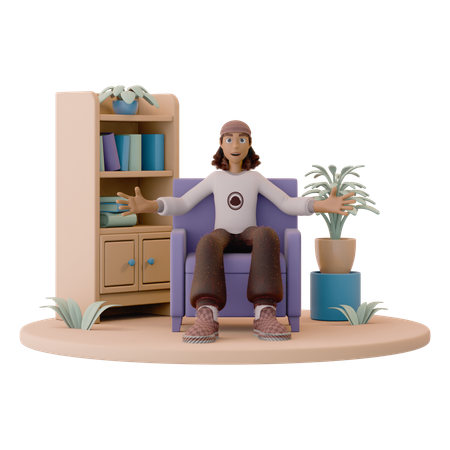 Male Therapist with Open Arms  3D Icon