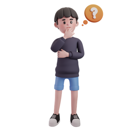 Male Thinking With Question Mark  3D Illustration