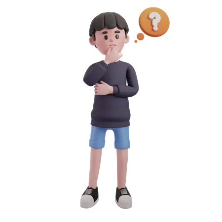 Male Thinking With Question Mark  3D Illustration
