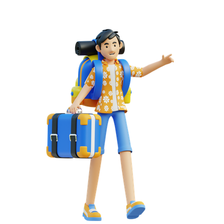 Male Tourist Doing For Trip  3D Illustration