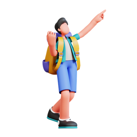 Male Tourist Going For Holiday  3D Illustration