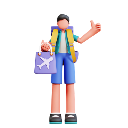 Male Tourist On Holiday Souvenir  3D Illustration