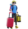 Male Tourist Ready For Adventure Traveler With Luggage