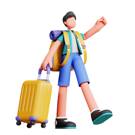 Male Tourist Ready To Travel  3D Illustration