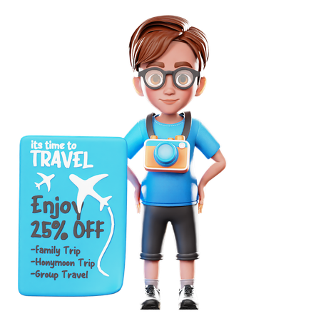 Male Turist  3D Icon