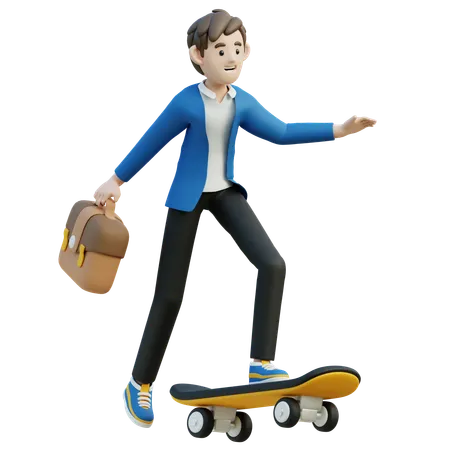 Male Using A Skateboard  3D Illustration