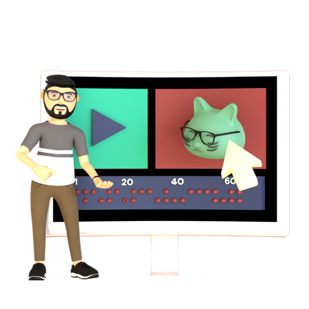 Male video editor 3D Illustration