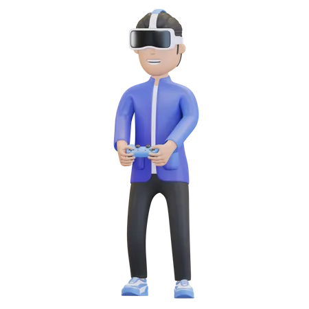 Male virtual gamer  3D Illustration