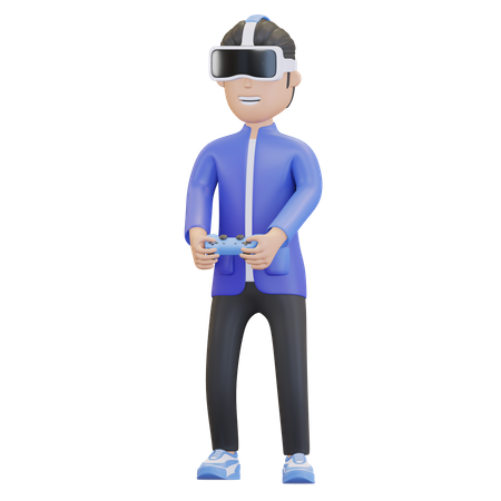 Male virtual gamer 3D Illustration