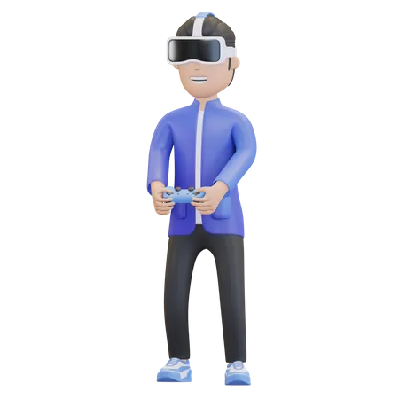 Male virtual gamer 3D Illustration
