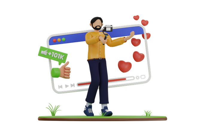 Male Vlogger  3D Illustration