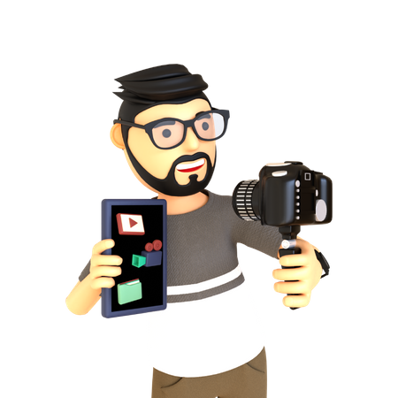 Male vlogger 3D Illustration