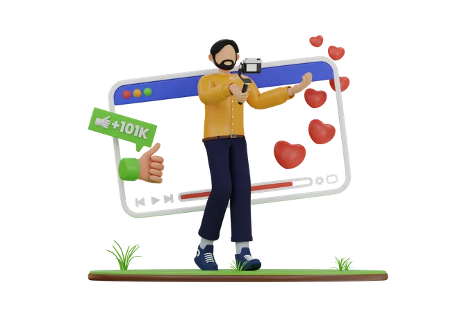 Vlogueur masculin  3D Illustration