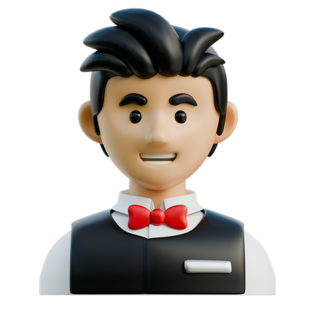 Male Waiter  3D Icon