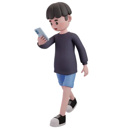 Male Walking And Chatting With Smartphone  3D Illustration
