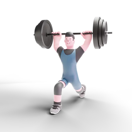 Male weightlifter lifting weight  3D Illustration