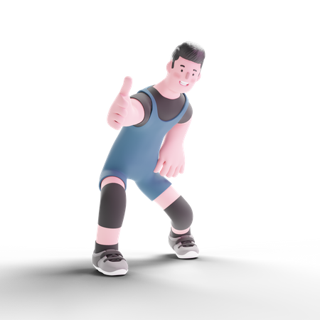 Male weightlifter showing thumbs up 3D Illustration