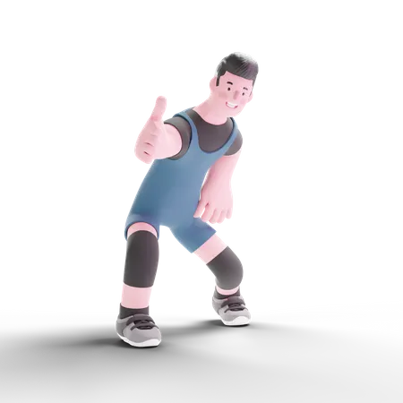 Male weightlifter showing thumbs up  3D Illustration
