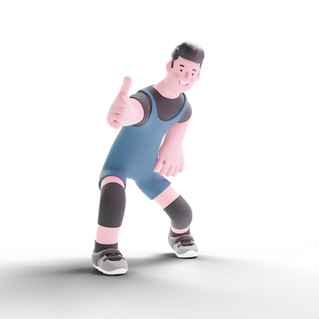 Male weightlifter showing thumbs up  3D Illustration