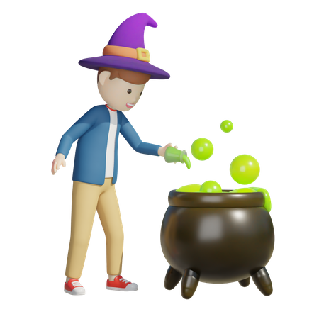Male witch 3D Illustration