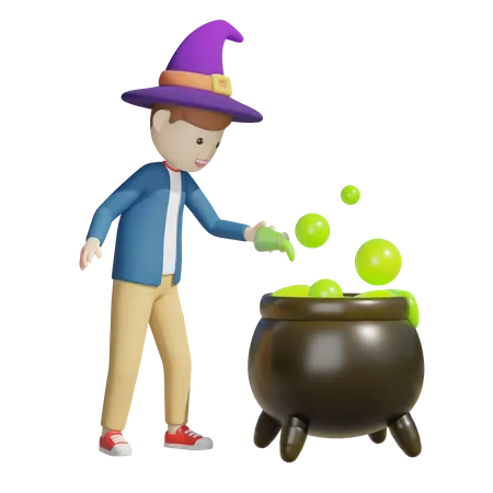 Male witch  3D Illustration