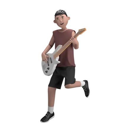 Male With Bass  3D Illustration