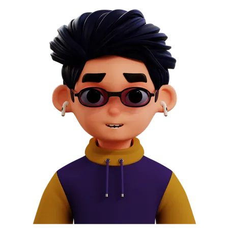 Male With Earphones Avatar  3D Icon