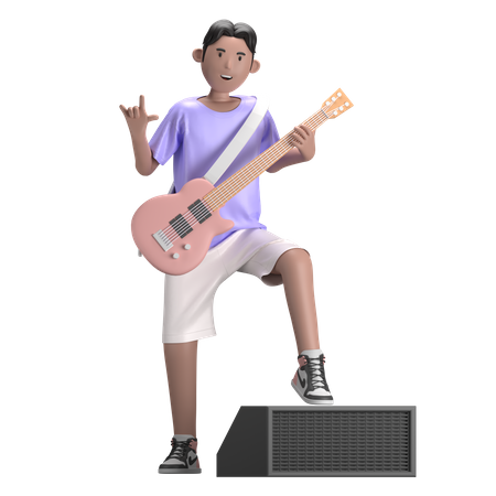 Male With Guitar  3D Icon