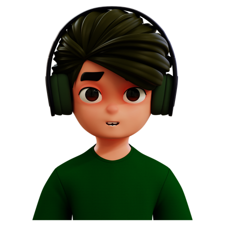 Male With Headphones Avatar  3D Icon